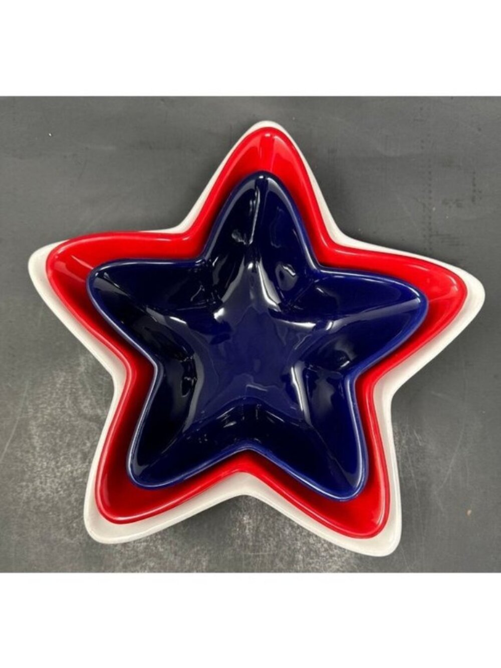 3 PIER 1 STAR SHAPED NESTING SERVING BOWLS Red White Blue Patriotic July 4th HTF - Picture 9 of 15